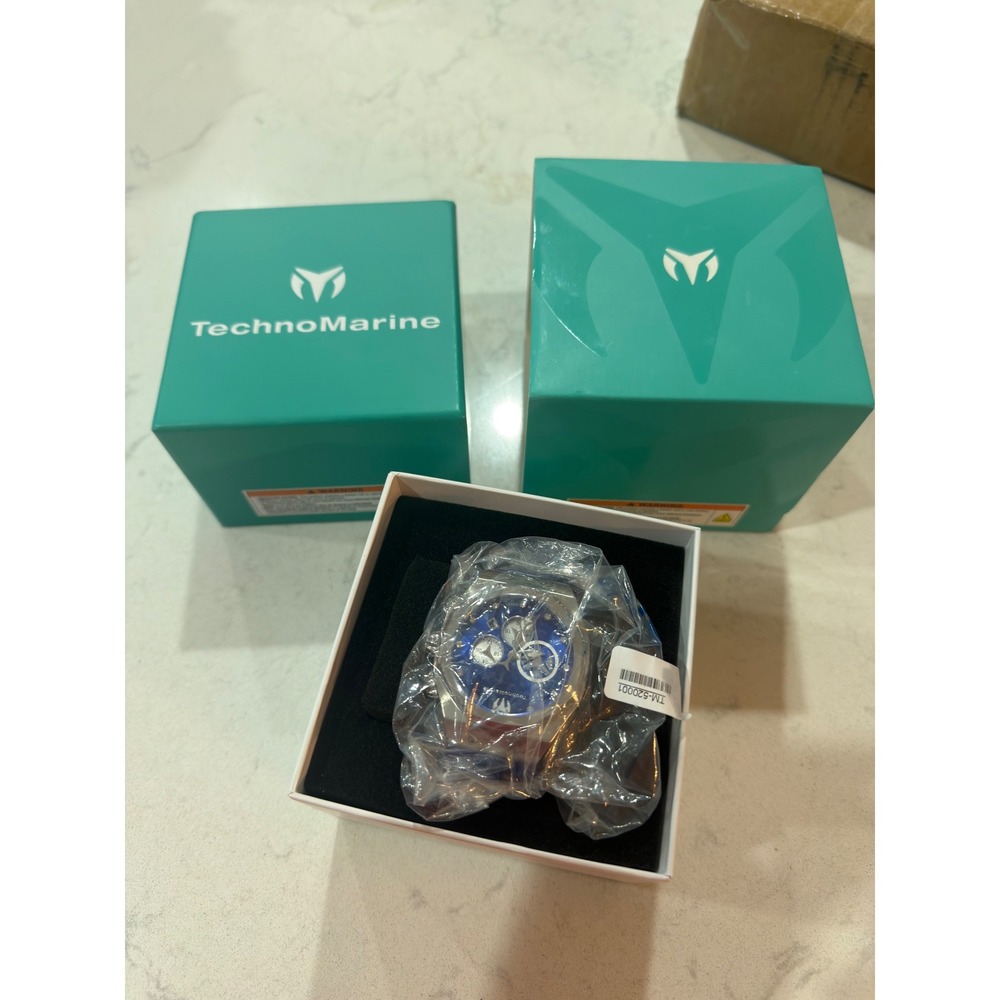 TechnoMarine Manta Ray Chronograph Blue Dial Silver Case Watch TM-520001 Mens